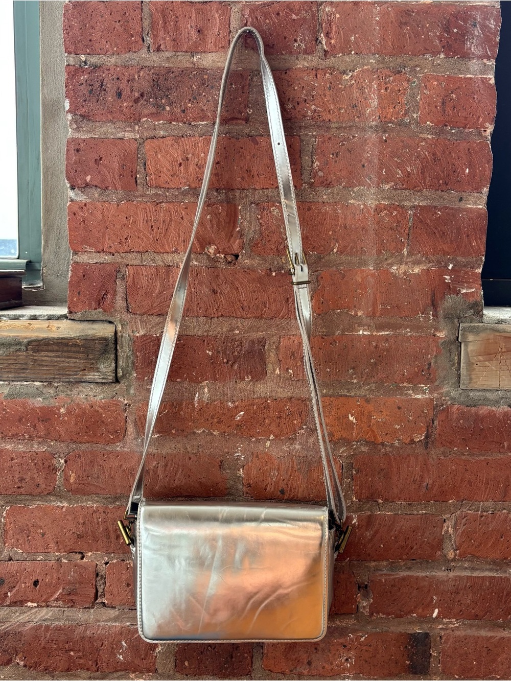 Madewell Metallic Silver Women's Crossbody Bag with Adjustable Strap